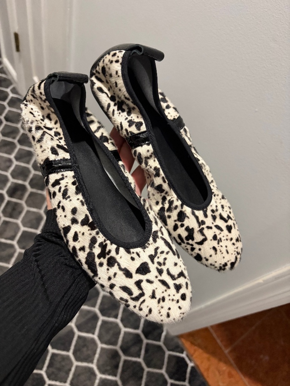 Arche Lamour fur black and white ballerina Shoe